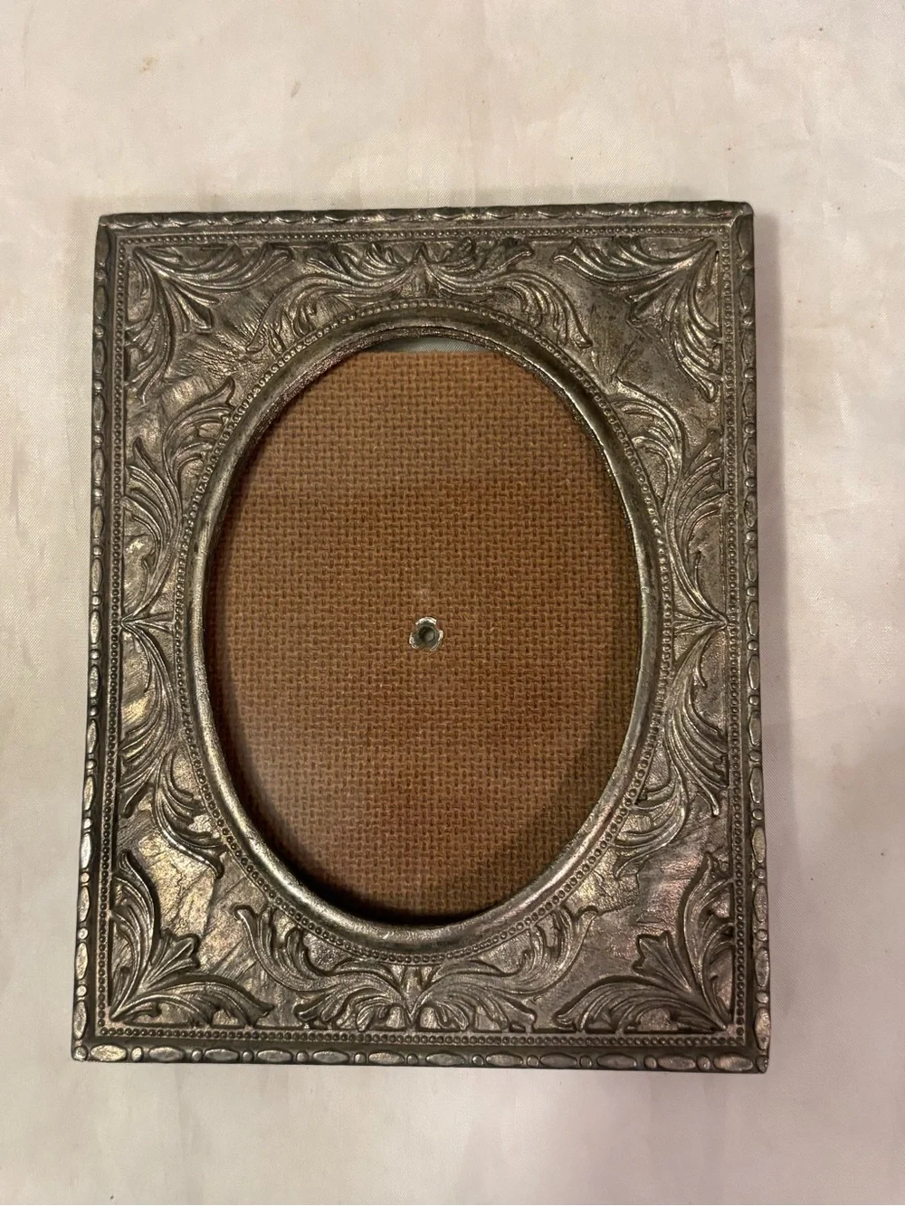 Antique tungsten Ornate Silver Oval Photo Frame